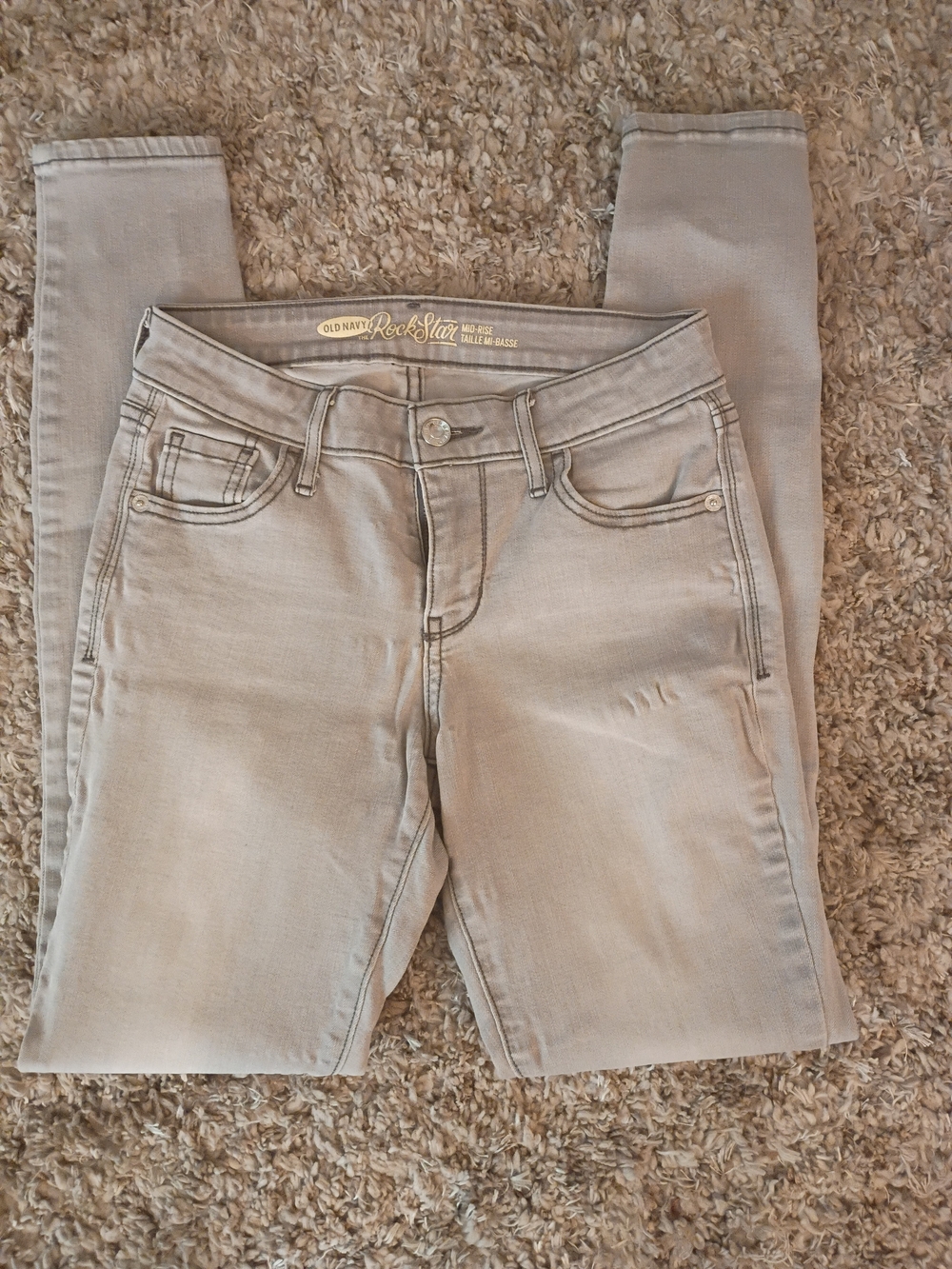 Old Navy Light Gray Skinny Jeans — Women's Stretch Denim Mid-Rise Size 2